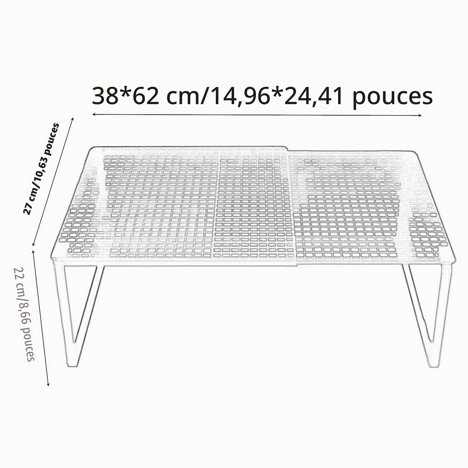 Étagère de Rangement Extensible, Organiseur d'armoire en Métal, Étagère de Placard Extensible, Support de Rangement Réglable pour Bureau, Cuisine, Garde-Manger, Blanc 38 à 62 Cm