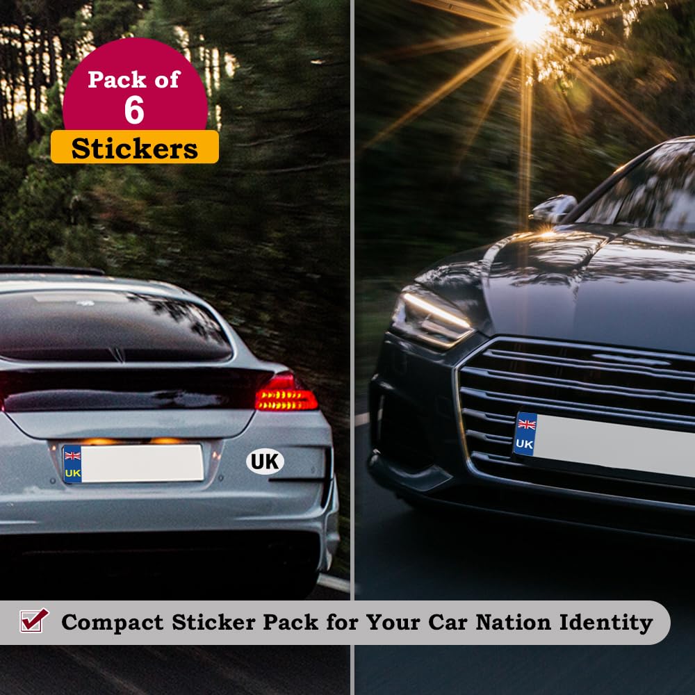 Papa Prints UK Car & Motorcycle Stickers: Self Adhesive Ovals (2) & Number Plates (4) for Europe - Pack of 6 — view 5
