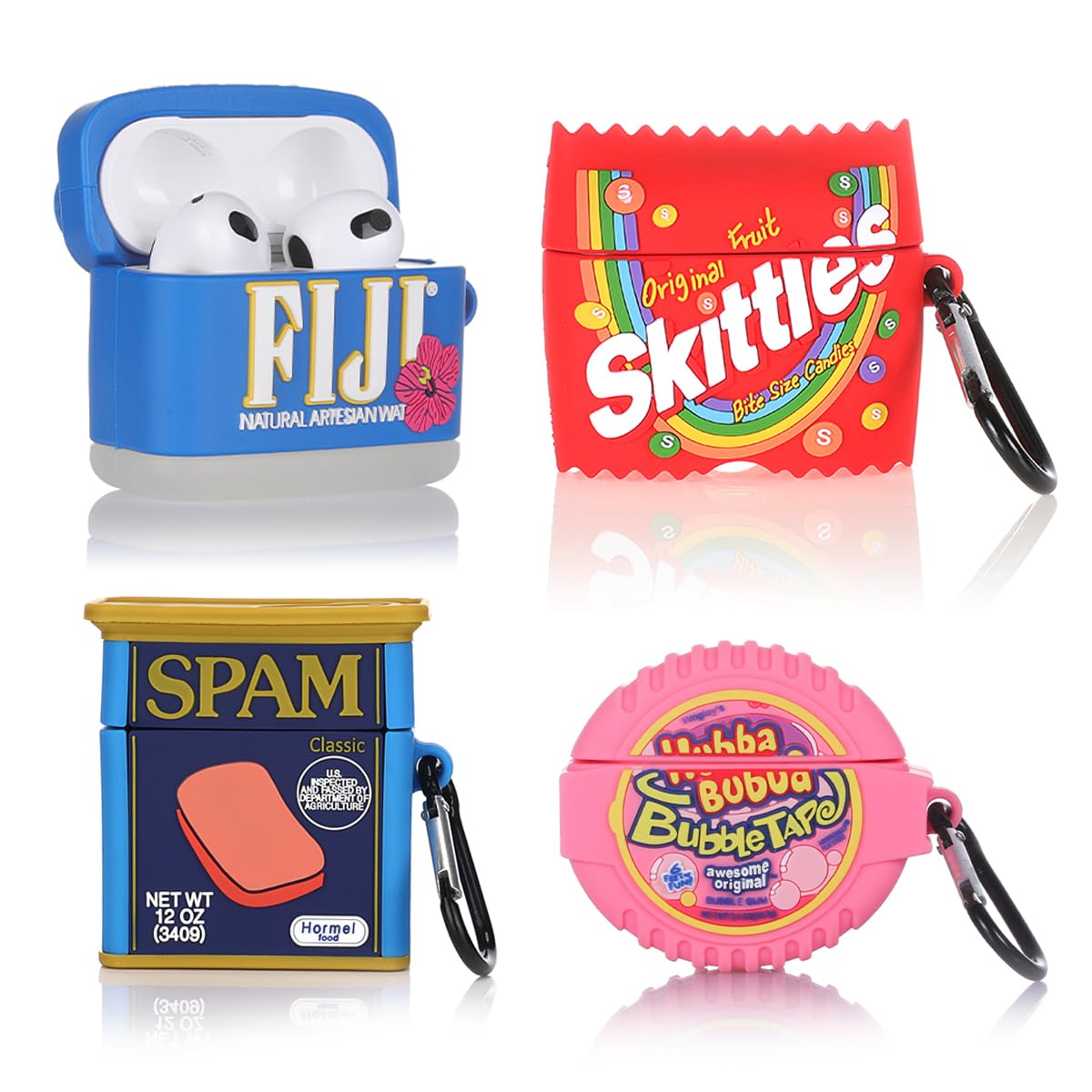 (4Pack) Case for AirPods 3rd Generation Earbuds (2022), XMBYGY Silicone Charging Case Protective Cover with Cute Cartoon Skin Design for AirPods 3,