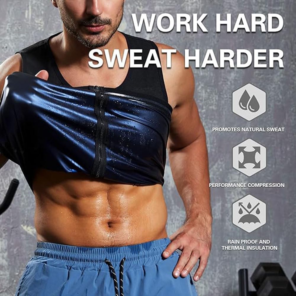 Men Sweat Sauna Vest Heat Trapping Sweat Enhancing Tank Top Slimming Hot Polymer Workout Suits for Body Shaper - Image 3