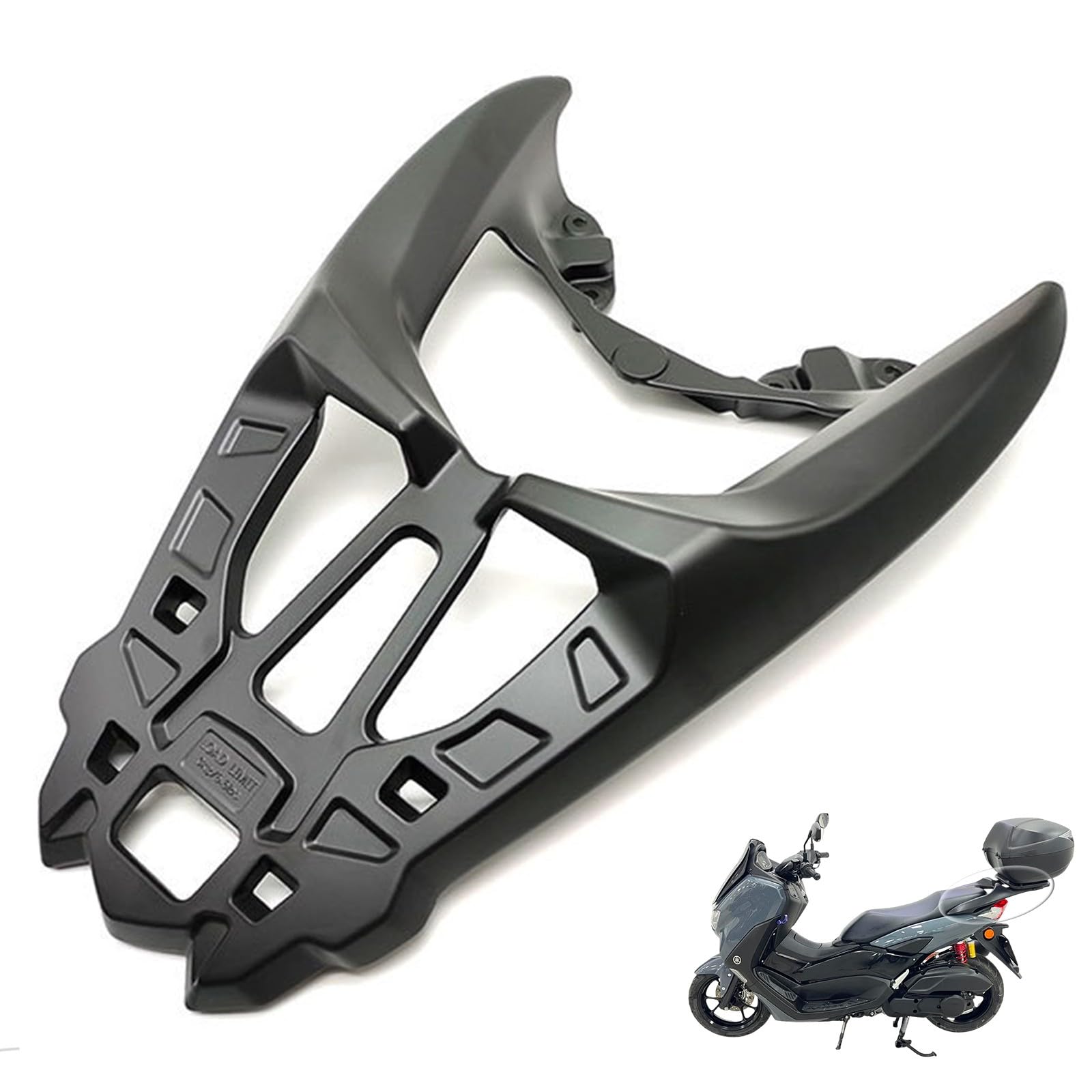Compatible con Yamaha NMAX 155 2015-2024, Portaequipajes, Soporte Top Box, Estante, Accesorio Moto (20-24, Negro Mate)