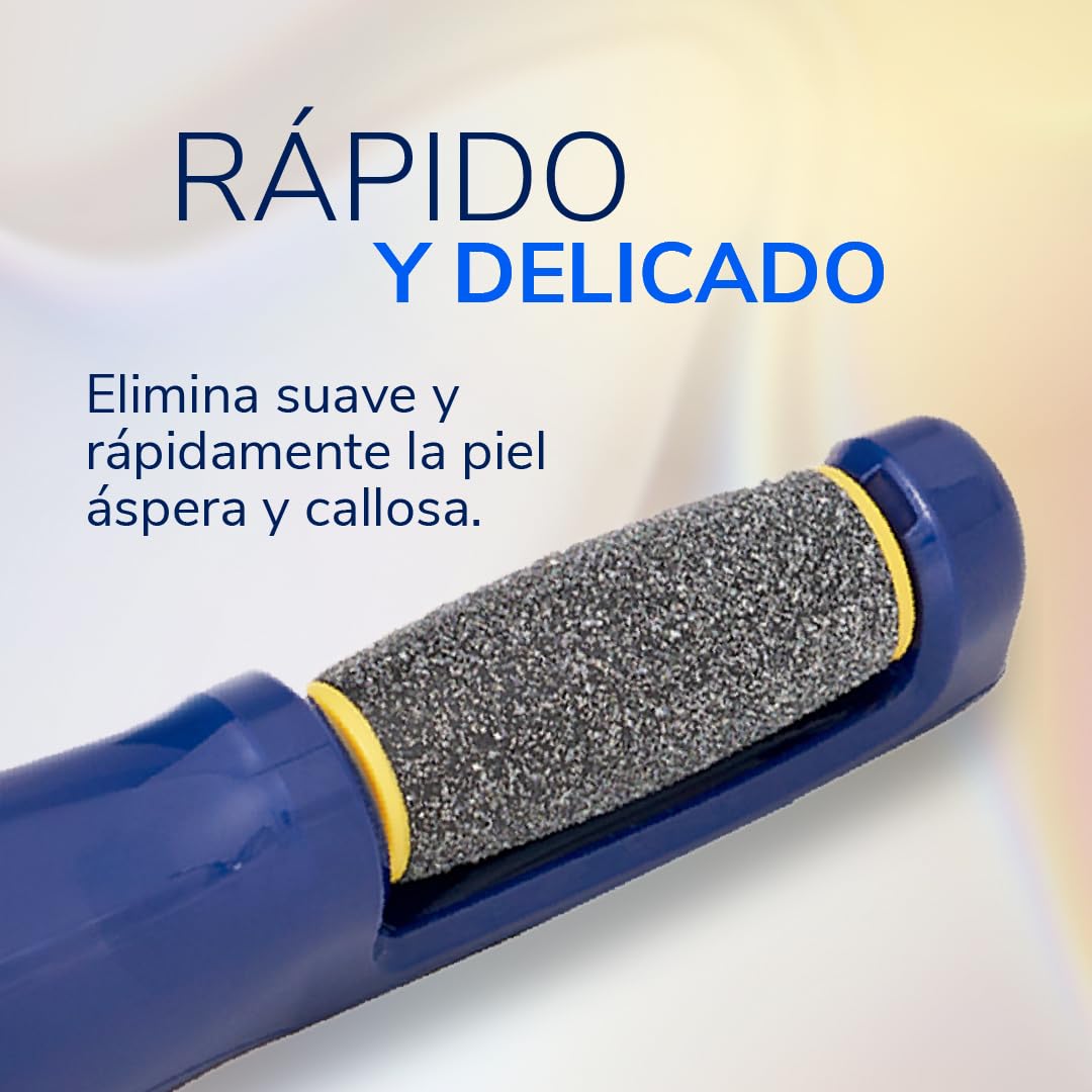 Lima eléctrica para pedicura de Dr. Scholl's: exfolia y elimina durezas y callos al instante. Suaviza los pies en segundos. Pule con suavidad. Ideal para viajes. Incluye pilas AAA