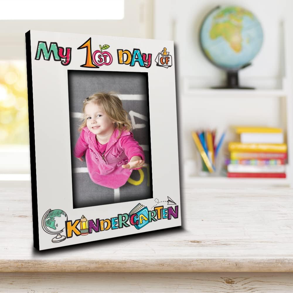 BELLA BUSTA-My First Day of Kindergarten, School, Preschool Picture Frame-Back to School- UV Print Picture Frame (Kindergarten)