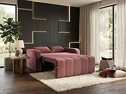 Sofa Cama Amora New 3 Lugares Suede Veludo Sofisticado (Rosê)