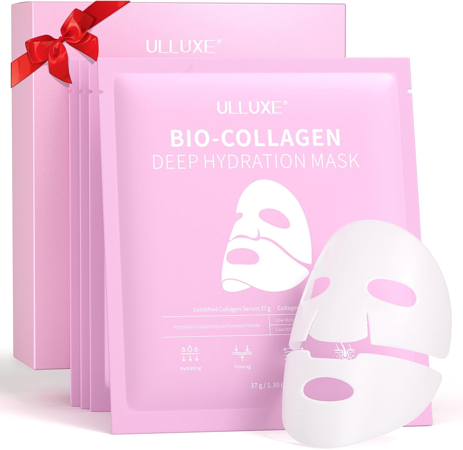 Deep Collagen Face Mask, Moisturizing Hydrogel Face Mask Overnight with Low Molecular Collagen for Elasticity Firming Lifting Pore Reduction, Korean Beauty Favorite, Valentine’s Day Gifts