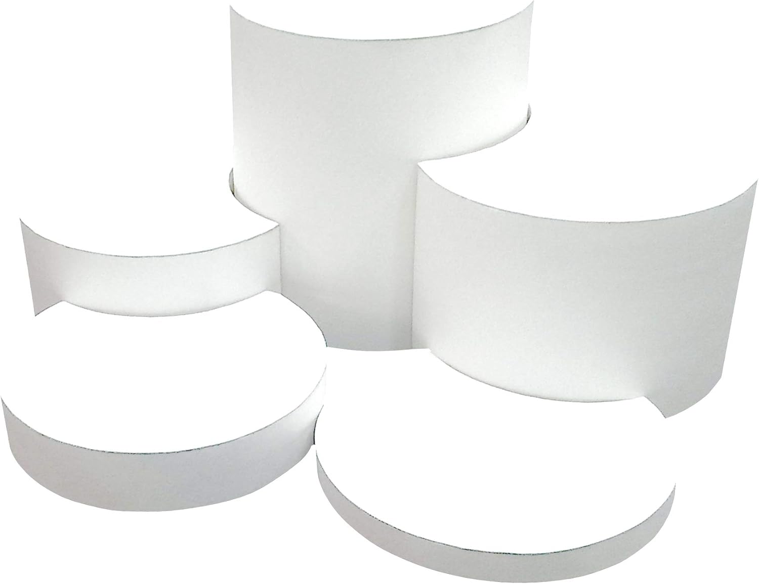 FixtureDisplays® White Round Display Stands Risers Glorifiers 4 Jewelry Display Necklace Ring Bracelet Set 13795