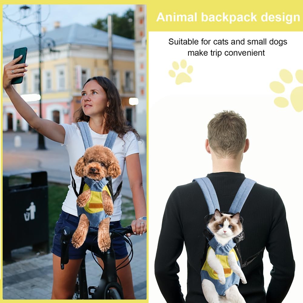 Mochila transportadora para mascotas, mochila ajustable con patas hacia fuera, transportador de pecho fácil de ajustar para perros pequeños, gatos y cachorros