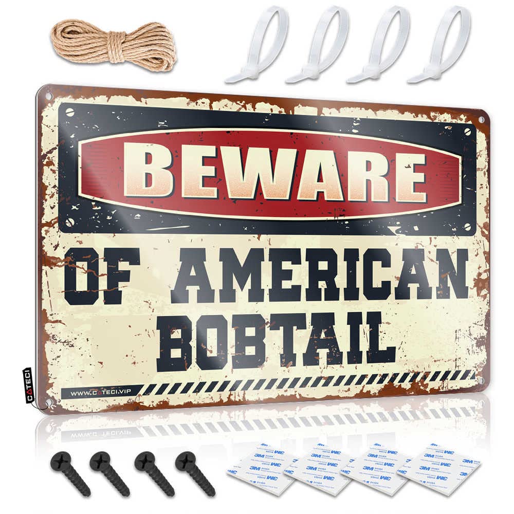 Personalized Metal Signs For Outdoors Beware Of American Bobtail Sign Funny Tin Signs Vintage Funny Coffee Signs(20X30CM)