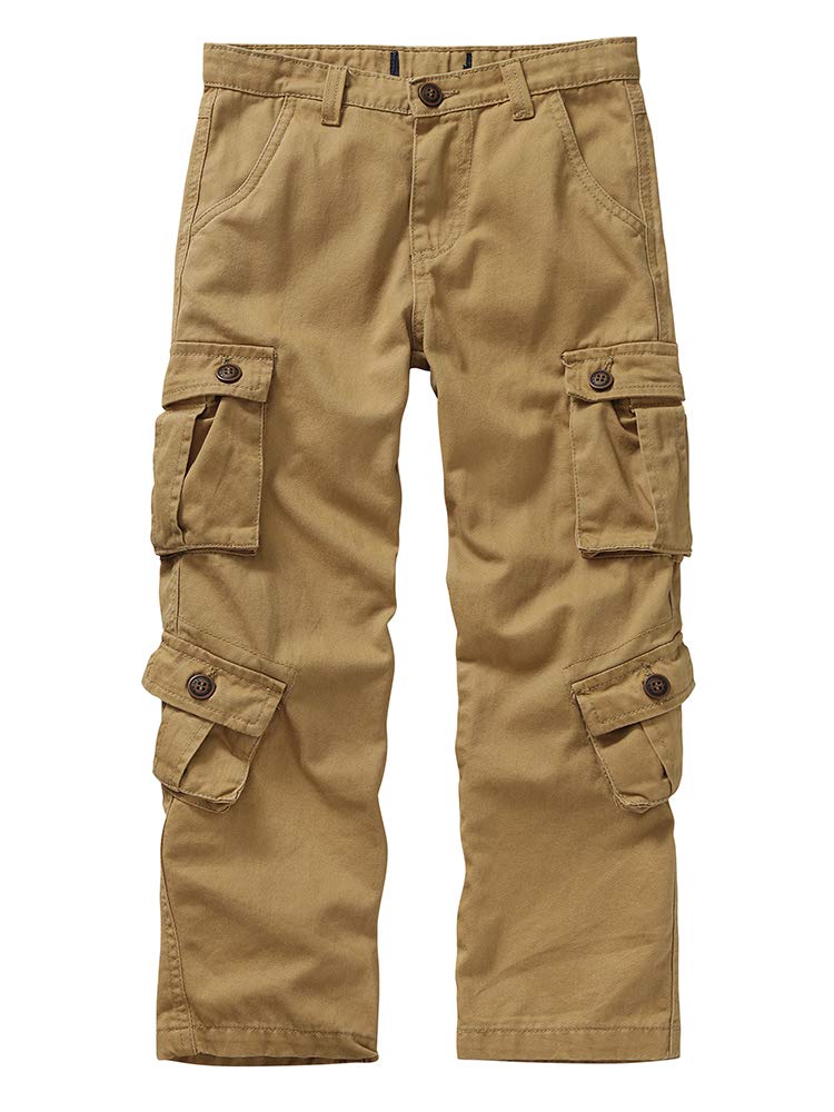 Boys Casual Cargo Pants, Boys' Uniform Pant, Kids Outdoor Hiking Trousers with 8 Pocket