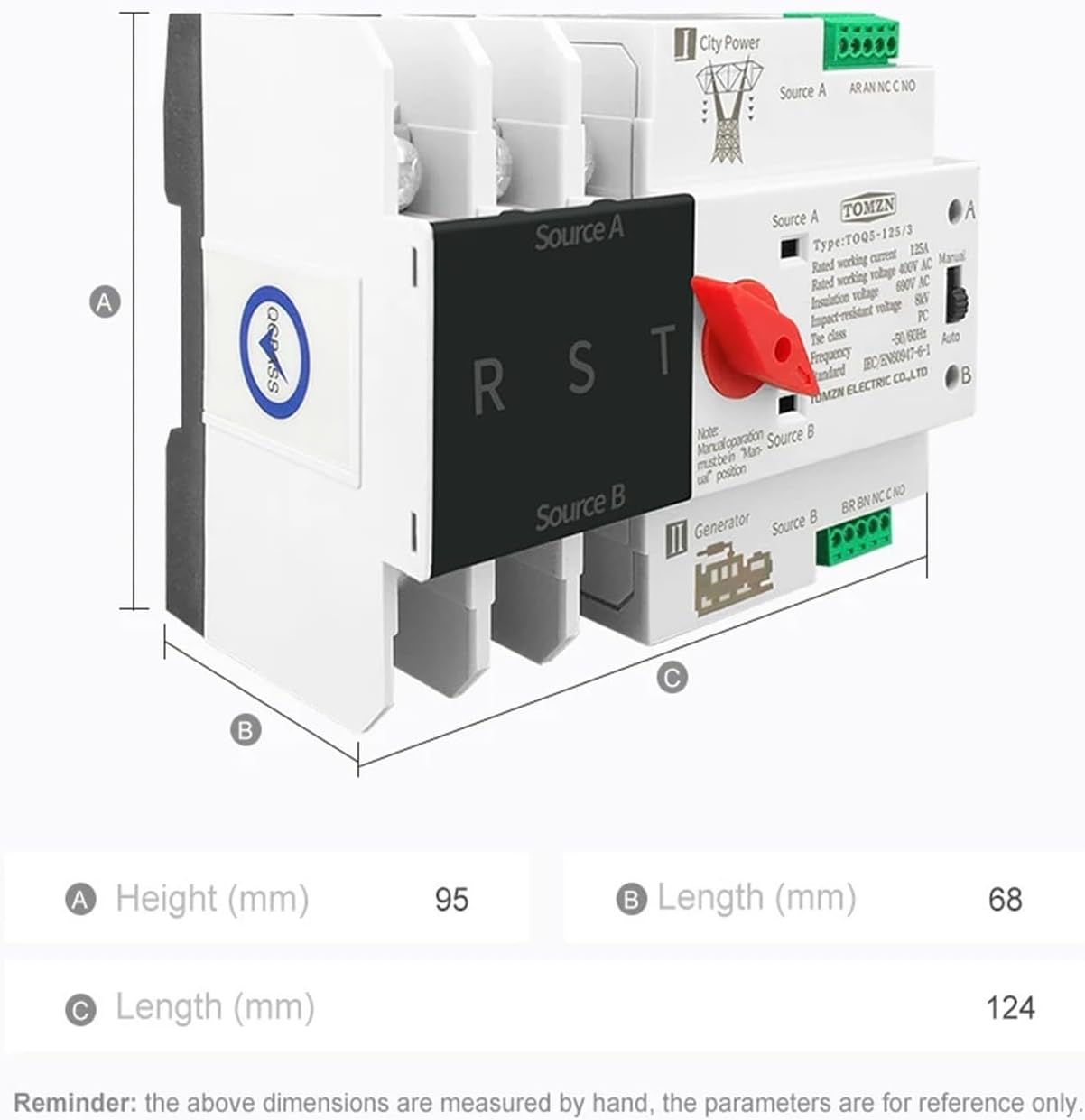 Din Rail 2P 3P 4P Dual Power Automatic Transfer Switch Electrical Selector Switches Uninterrupted 63A 100A Mini(110V 100A)