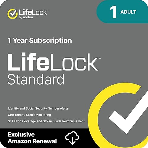 LifeLock Standard Identity Theft Protection, Individual Plan, 1 Year Subscription,