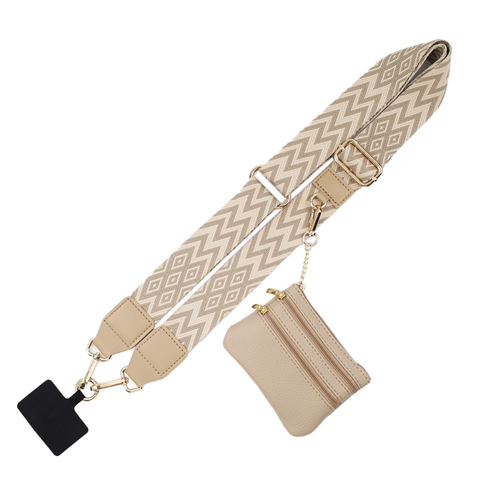 KSOPUERT Clip and Go Strap for Phone with Wallet Crossbody,Phone Strap with Zippered Pouch,Wrist Strap with Wallet, Adjustable Anti Theft Cellphone Lanyard for Women (Brown)