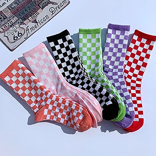 Women Fashion Harajuku Trends Checkerboard Socks Geometric Checkered Socks Men Hip Hop Cotton Print Skateboard Soks2