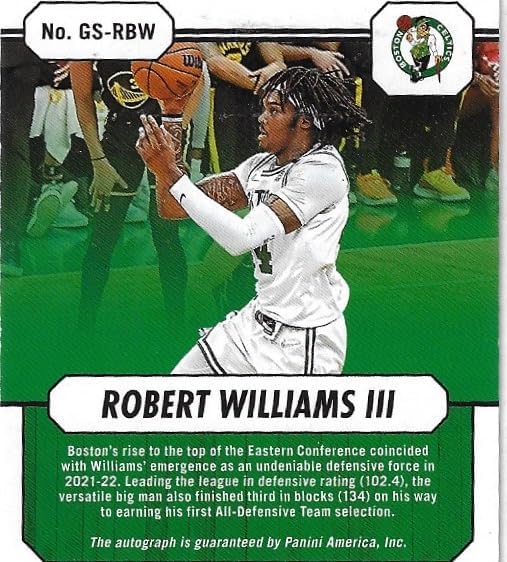 Robert Williams III Autographed Great Significance Special Insert Collectible Basketball Card - 2023 Panini Hoops Basketball Card #GS-RBW (Celtics)