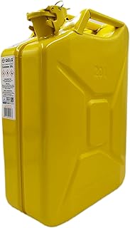 Bidón de gasolina, bidón de combustible, de metal, 20 litros, para gasolina y diésel, color amarillo RAL 1023