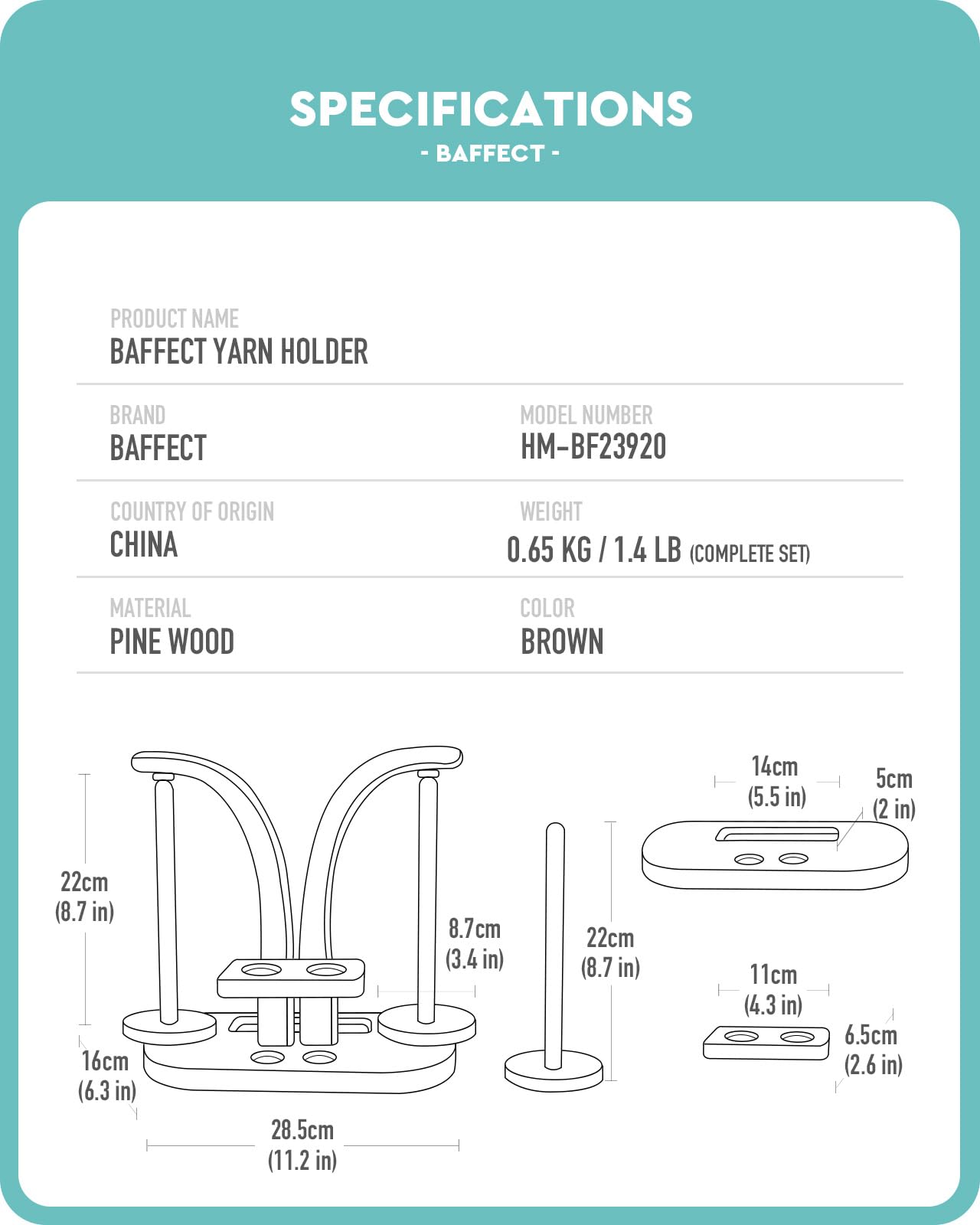 Baffect Soporte para Hilo Magnético, Soporte de Madera para Lana con Organizador de Accesorios de Crochet, Soporte Doble para Bolas de Hilo para Amantes del Crochet