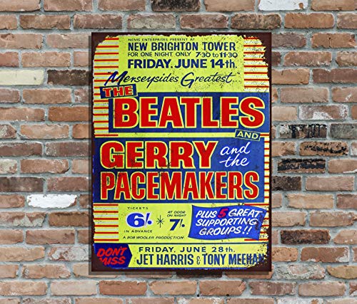 The Beatles (7) Affiche de concert rétro en métal 25,4 x 20,3 cm - Les Beatles, Paul McCartney, John Lennon, RIngo Starr, George Harrison The Beatles (7) Affiche de concert rétro en métal 25,4 x 20,3 cm