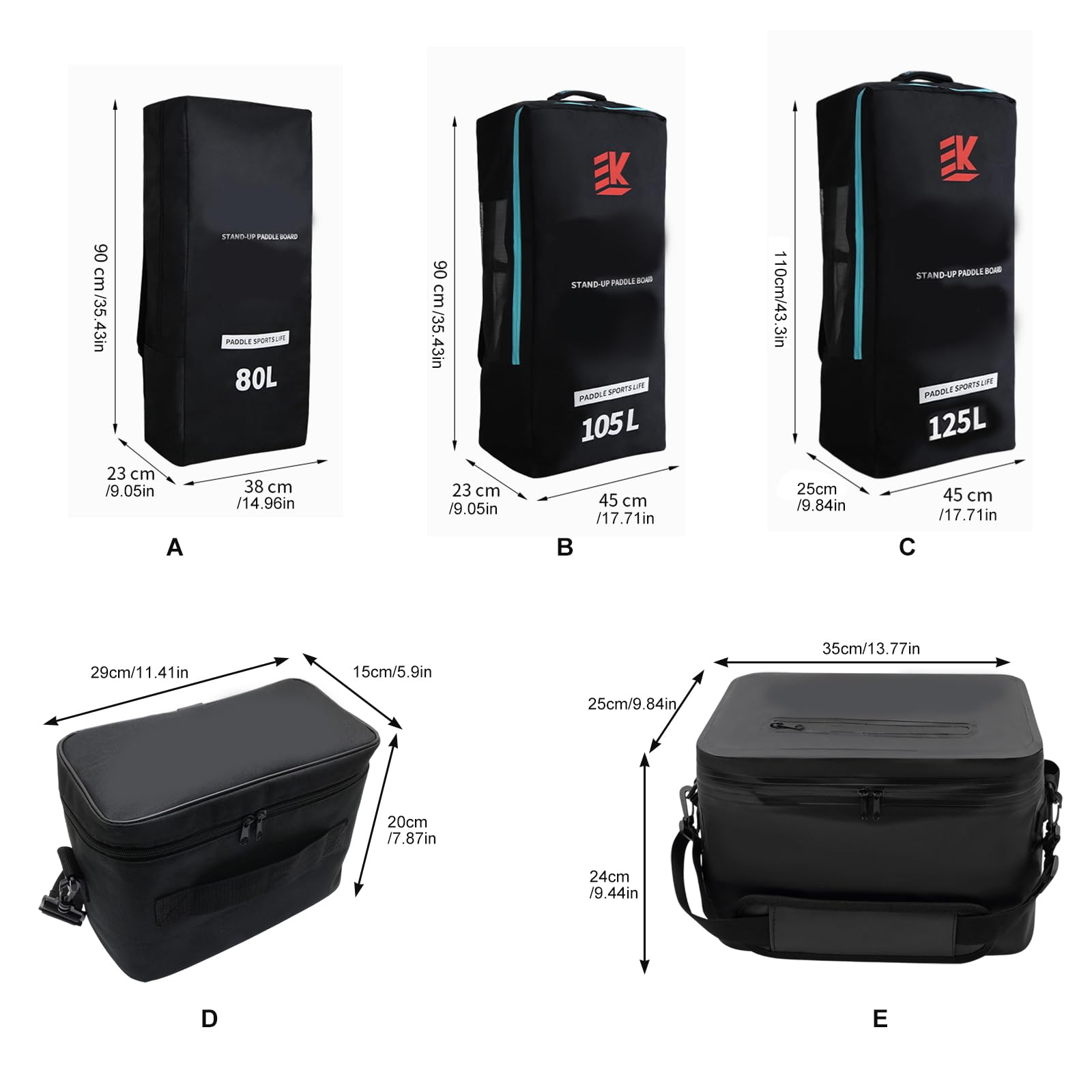 1. Mochila inflable de gran capacidad para tabla de surf, bolsa seca portátil con bolsillo lateral, mochila portátil para tabla de surf, bolsa de viaje con bolsillo lateral pequeño