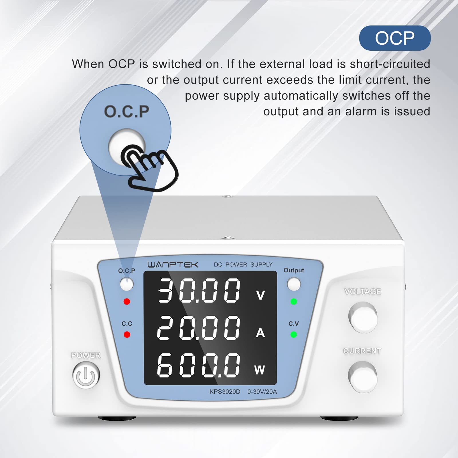 Alimentazione switching DC 0-30V/0-20A, alimentazione regolata variabile, alimentazion e da laboratorio con pulsante OUTPUT, display digitale LED a 4 cifre ad alta precisione, regolazione encoder