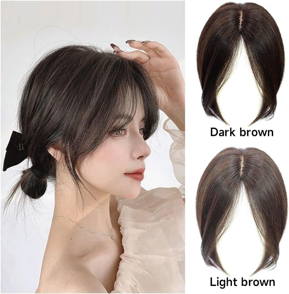 Topper Middle Side Part Hair, Hairs Toppers for Women Hair No Bangs (Light Brown) - Image 2