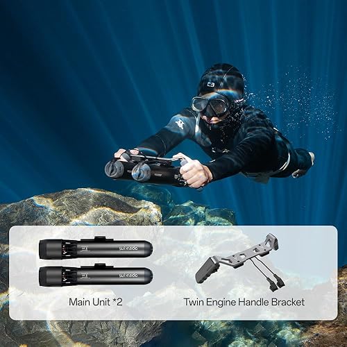 Miniatura 5 de Subnado - Patinete subacuático de 1 unidad principal, scooter de agua para adultos y niños, scooter submarino para piscina, buceo, esnórquel,