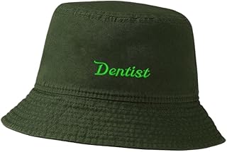 LexiuYibai Bucket Hat for Men Women Dentist Embroidered Washed Cotton Unisex Bucket Hats (Green,7 1/2)