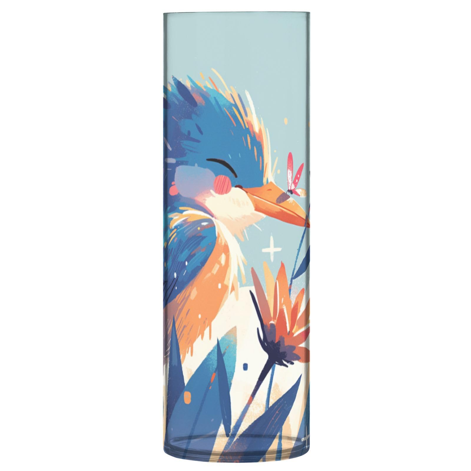 Petits vases à fleurs modernes 30x10cm plastique bleu martin-pêcheur salon