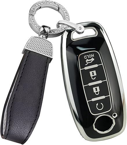 Miniatura 7 de ontto Funda de llavero de 4 botones para Nissan X-trail 2023 Funda inteligente para llave de coche duradera TPU con borde plateado