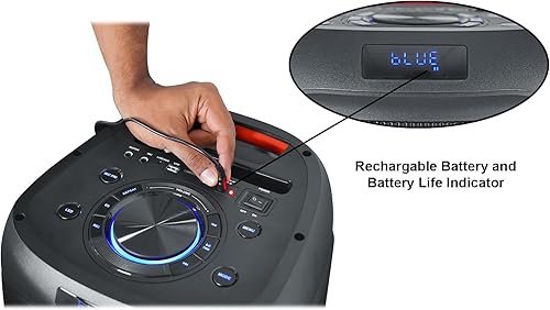 Miniatura 4 de Rockville BASS Party 8 Altavoz Bluetooth portátil dual de 8 pulgadas, pico de 2000 W400 W RMS, modos LED, enlace TWS, para fiestas y eventos al aire