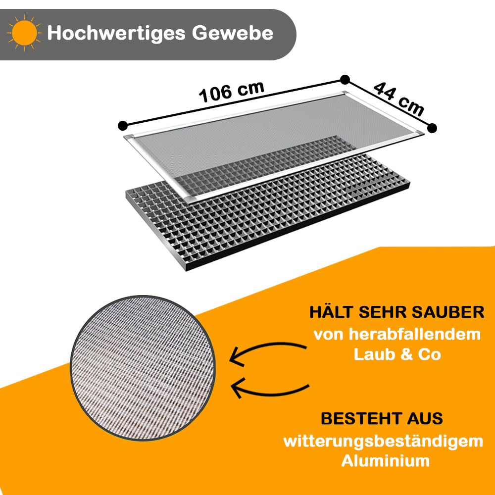 Lichtschachtabdeckung 44 x 106 cm, Alu Rahmen, Gitterrostabdeckung Aluminium, Kellerschachtabdeckung