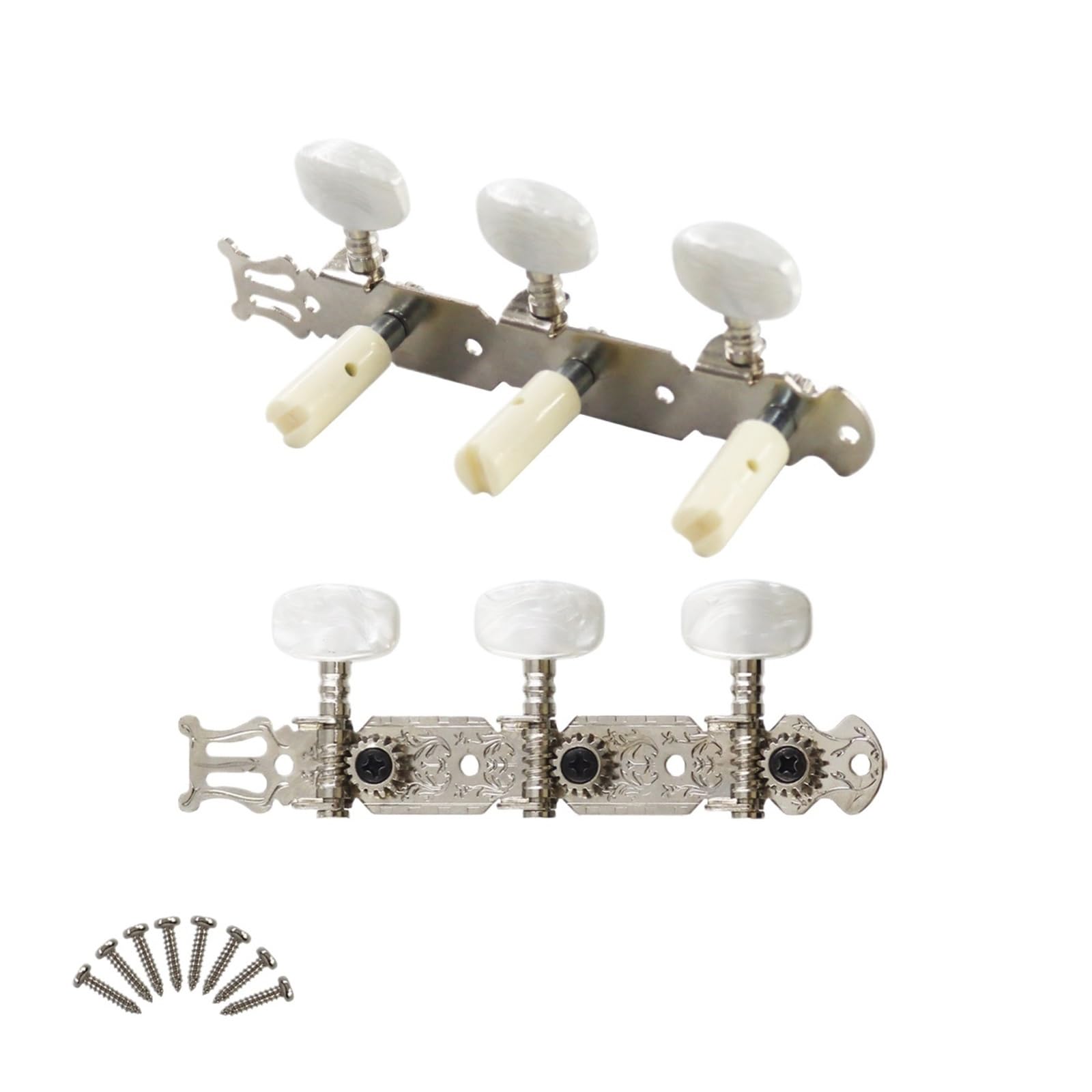 1 par de clavijas de afinación de guitarra clásica 3L3R, afinadores, cabezales de máquina, piezas, accesorios(Chrome Set)