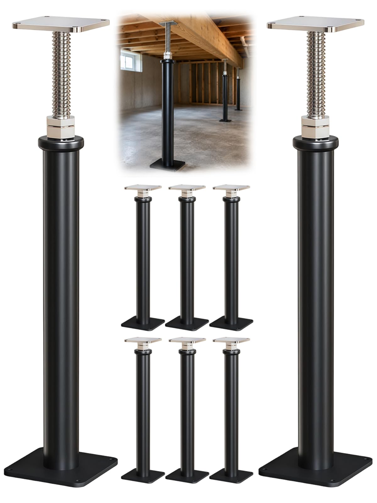 8-Pack House Floor Jacks for Leveling, 16.5" - 20.5" Adjustable Height