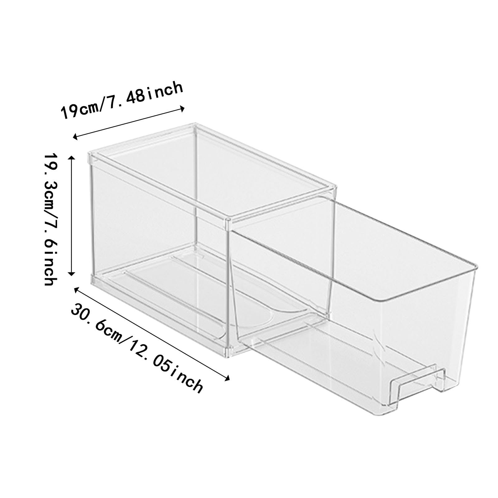 2 Cajas Organizadoras para Refrigerador, Cajas de Almacenamiento Multifuncionales Transparentes de Gran Capacidad para