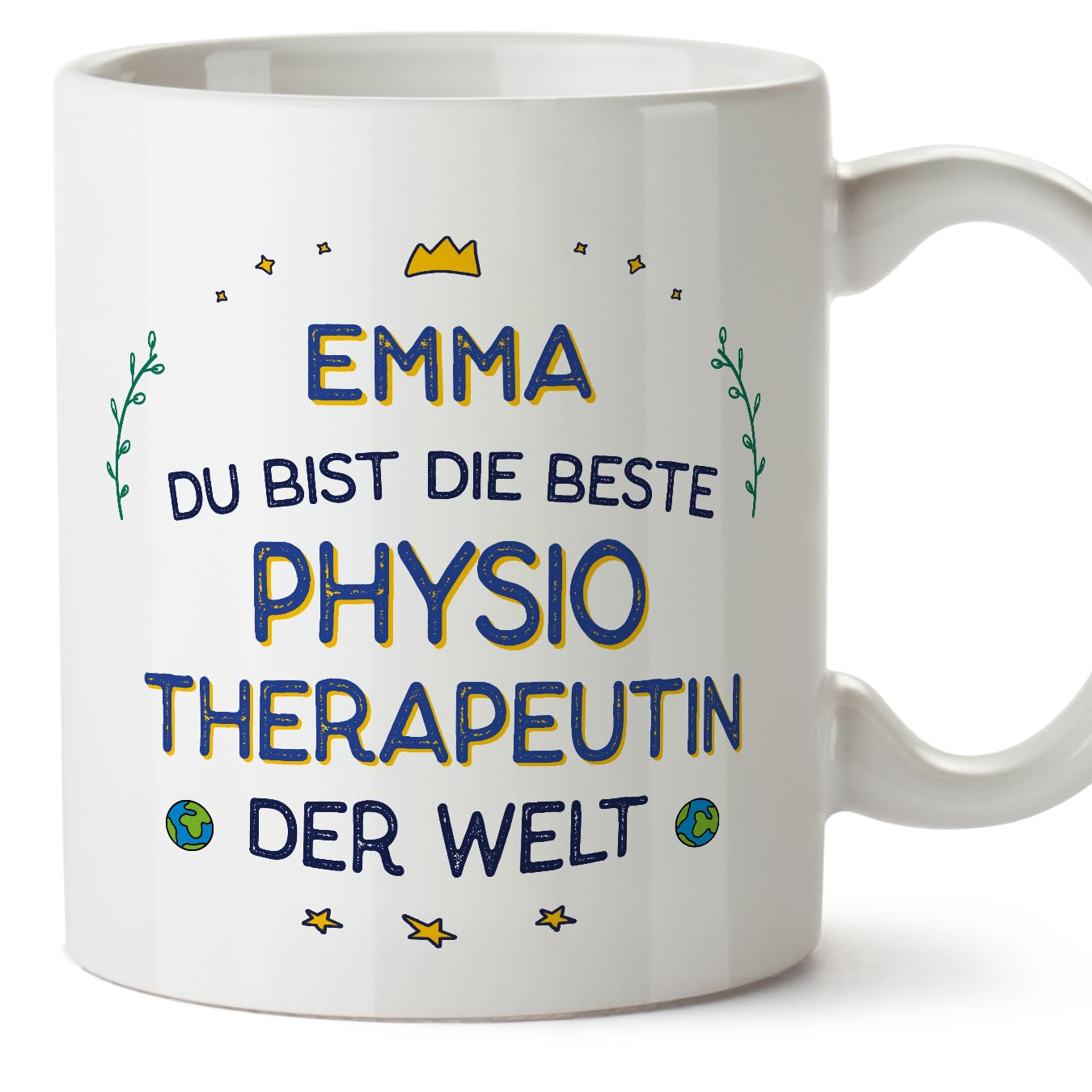 MUGFFINS Personalised Mug for Physiotherapist Woman - in German - Beste der Welt - Funny Custom Gift for Colleagues - Ceramic 11oz Mug