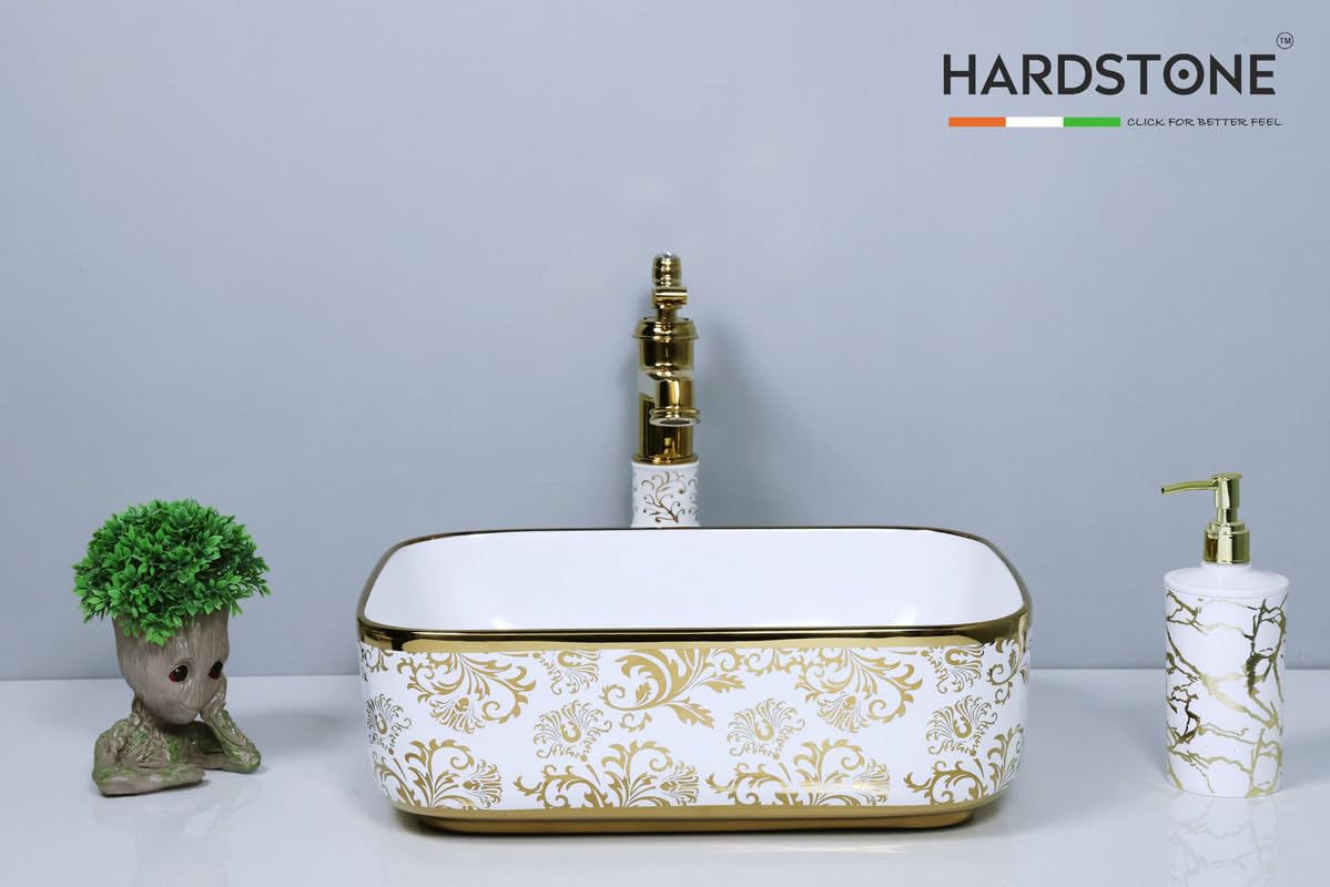 Hardstone Table Top Ceramic Wash Basin – Countertop Designer Vessel Sink - Bathroom Washbasin over counter For Hotel Home Living Room – Printed Glossy Finish (526) 4