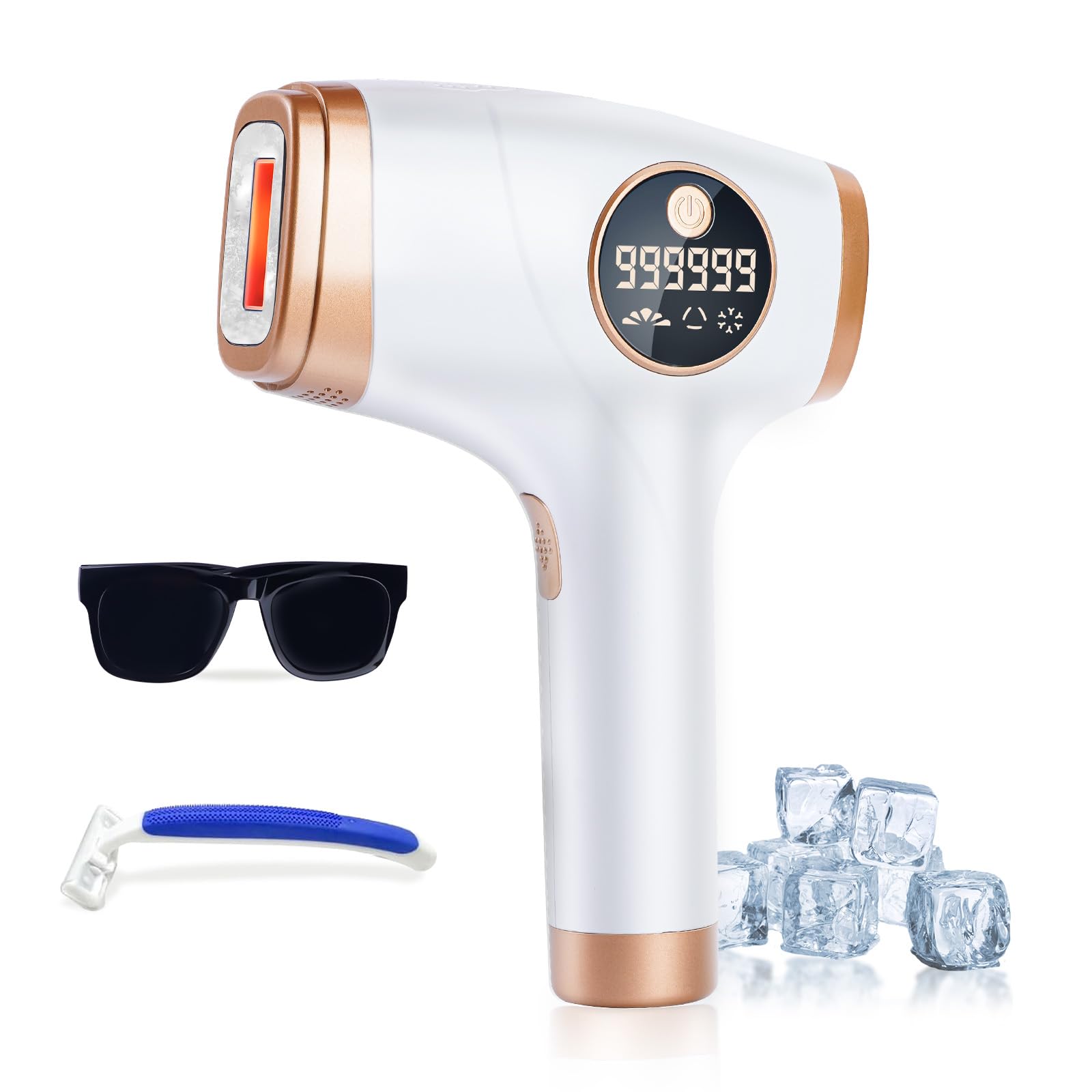 IPL Haarentfernungsgerät mit Kühlfunktion für Zuhause, 5 Energiestufen und 2 Modi, geeignet für Frauen und Männer zur Anwendung an Gesicht, Legs Hair Remover Electric
