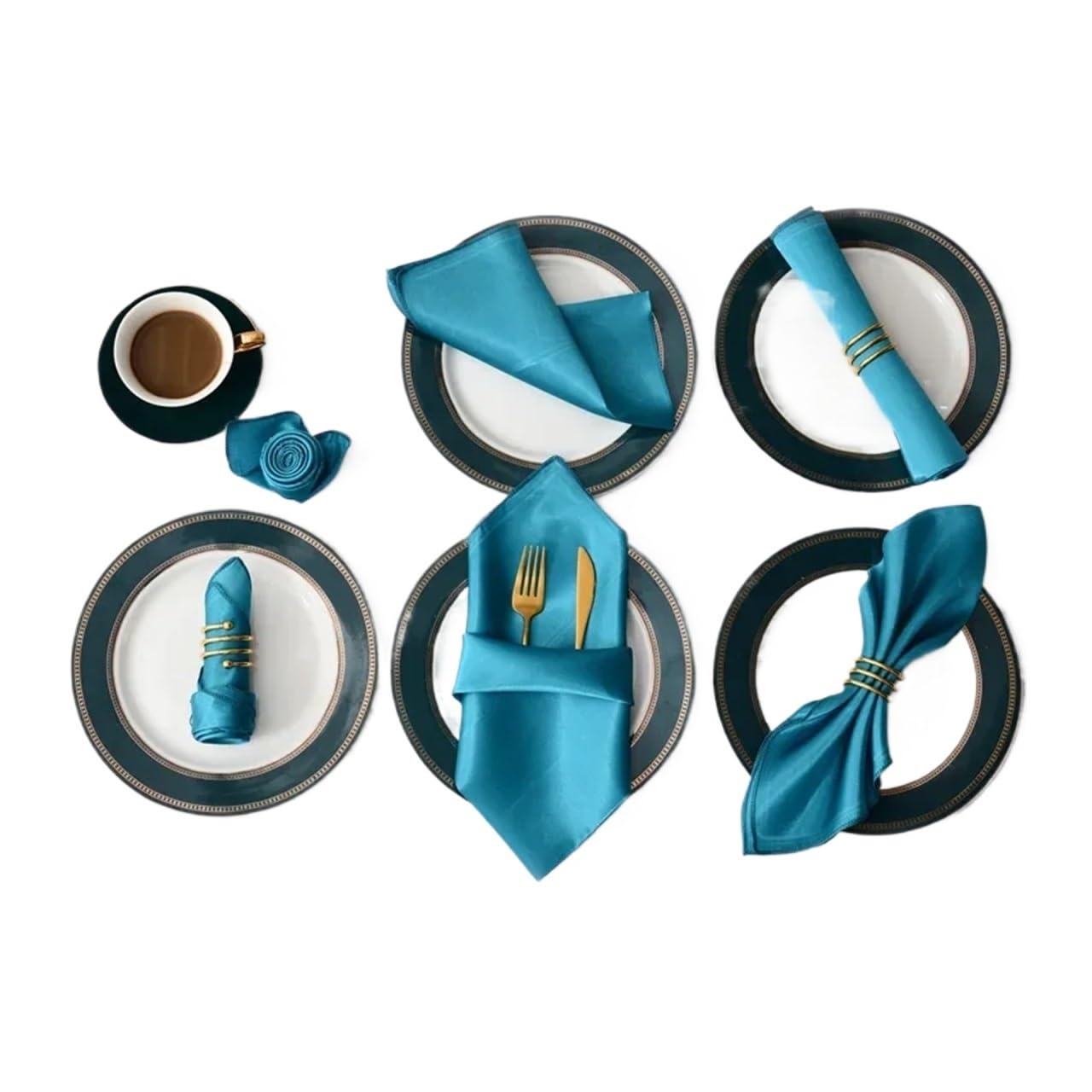 Napkins 12Pcs 30 * 30cm Square Satin Table Napkin Hotel Serving Napkins Washable Handkerchief Wedding Birthday Banquet Decoration(Color 11)