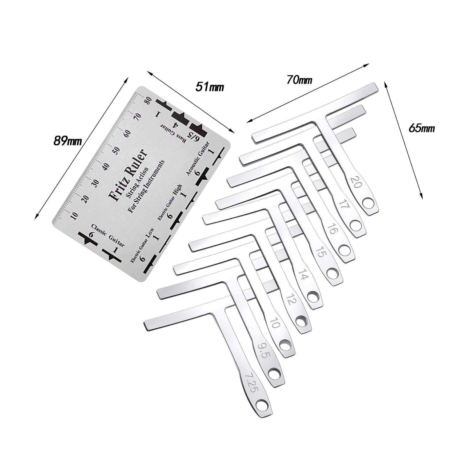 CALANDIS™ 9Pcs Understring Radius Gauge with Guitar String Height Ruler Measuring Tool | Guitar Builder/Luthier Supply | I2 - Image 2 thumbnail