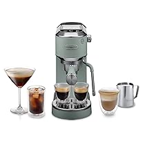 De’Longhi Dedica Duo EC890.GR Macchina Manuale per Caffè Espresso, Cappuccino e Cold Brew, Barista, Dotata di Lancia vapore per My LatteArt, Display Touch, Larga 15cm, Serbatoio Estraibile 1,1L, Verde