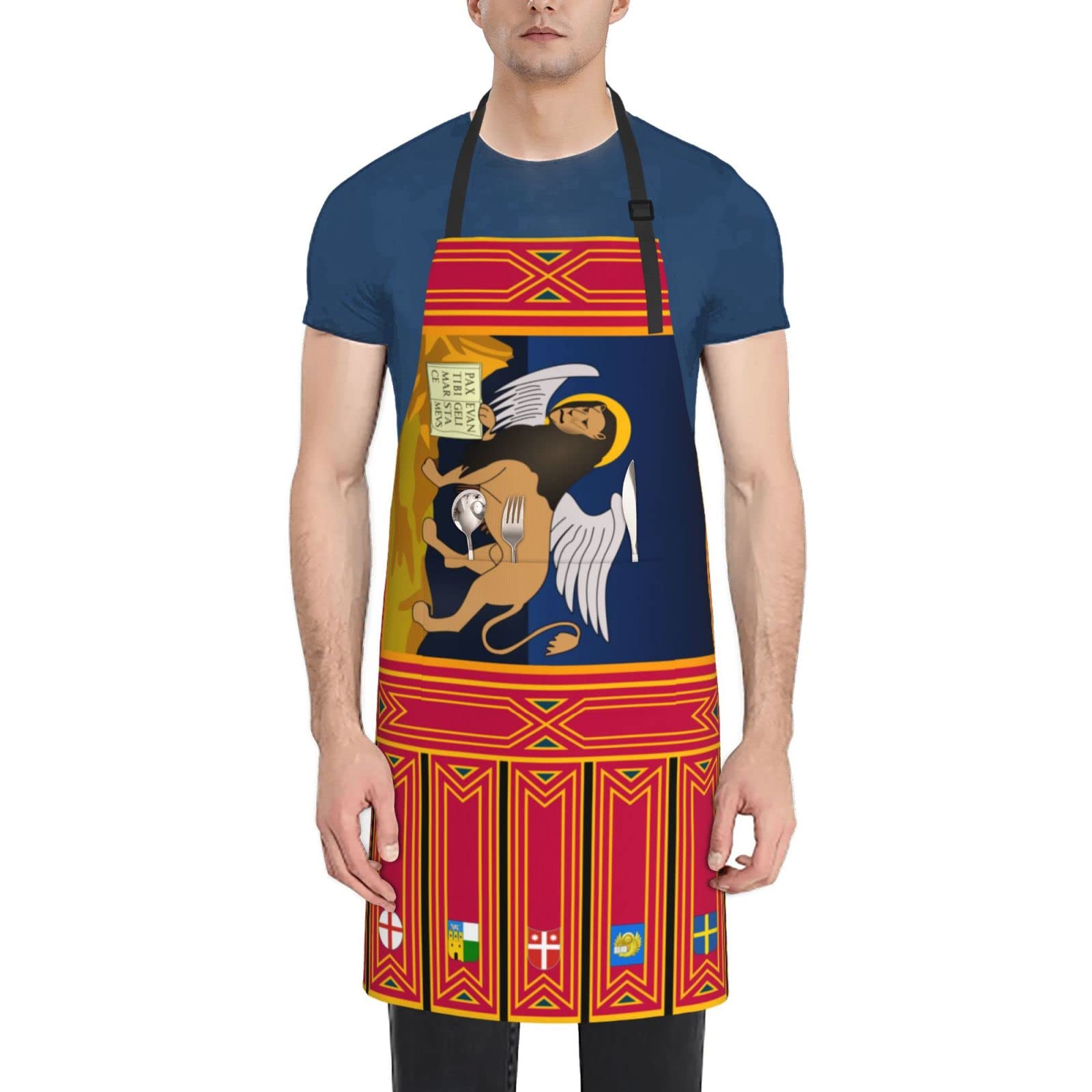 Flag Of Veneto Apron Adjustable Neck Aprons For Men Women With Pockets Waterproof Aprons For Kitchen Home Cooking Bbq Apron
