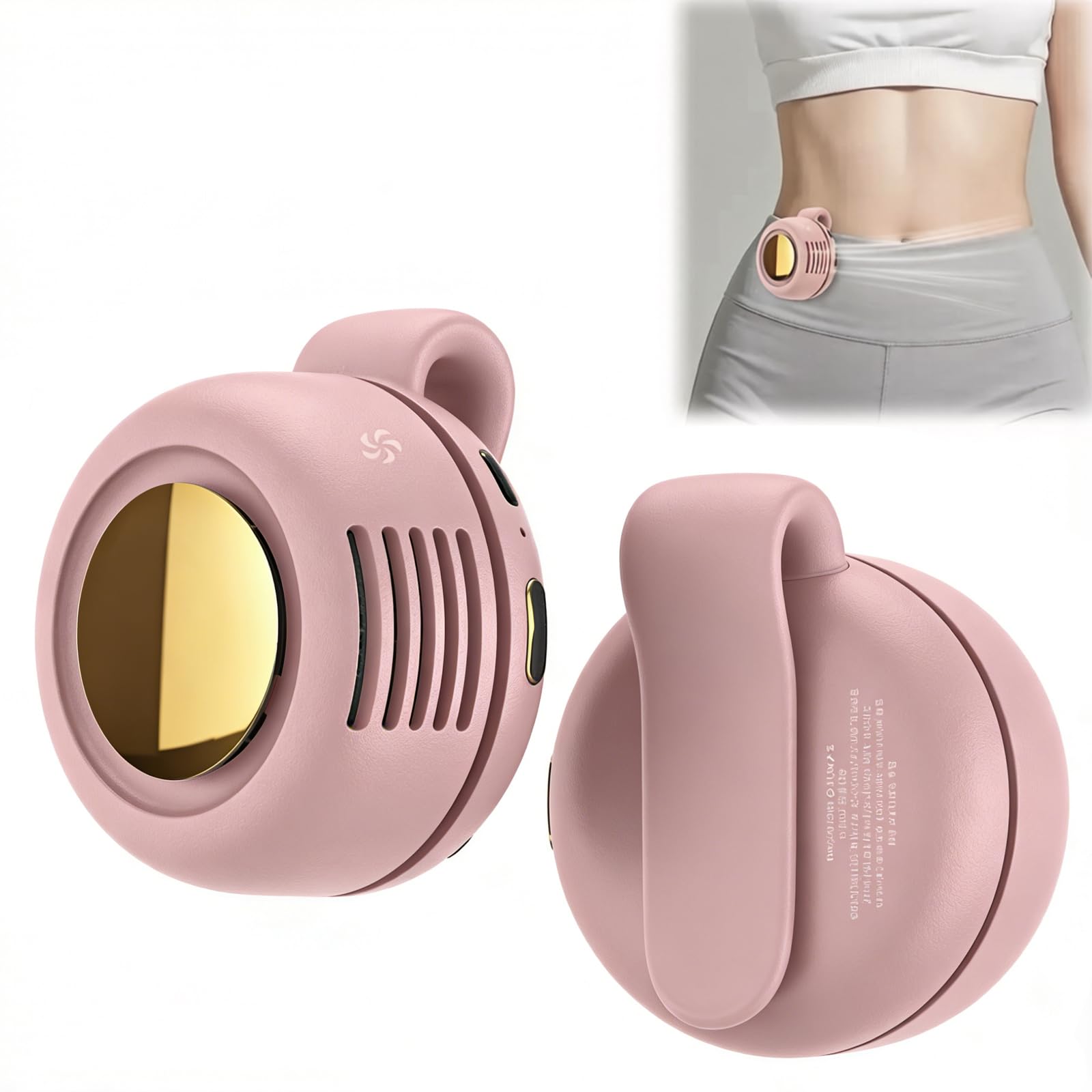 BRTNUP Silent Mini Bladeless Fan Portable Waist Clip Fan Rechargeable Hands-Free Belt Fans with 3 Speeds for Travel Office Shirt, Summer Gift for Outdoor Lovers (Pink)
