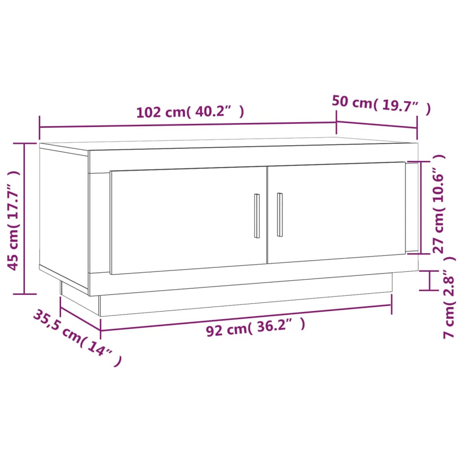 Homgoday Tavolino da caffè in rovere marrone, 102 x 50 x 45 cm, tavolino da tè per soggiorno, sala d'accoglienza degli ospiti, camera da letto e ufficio, mobili 1702
