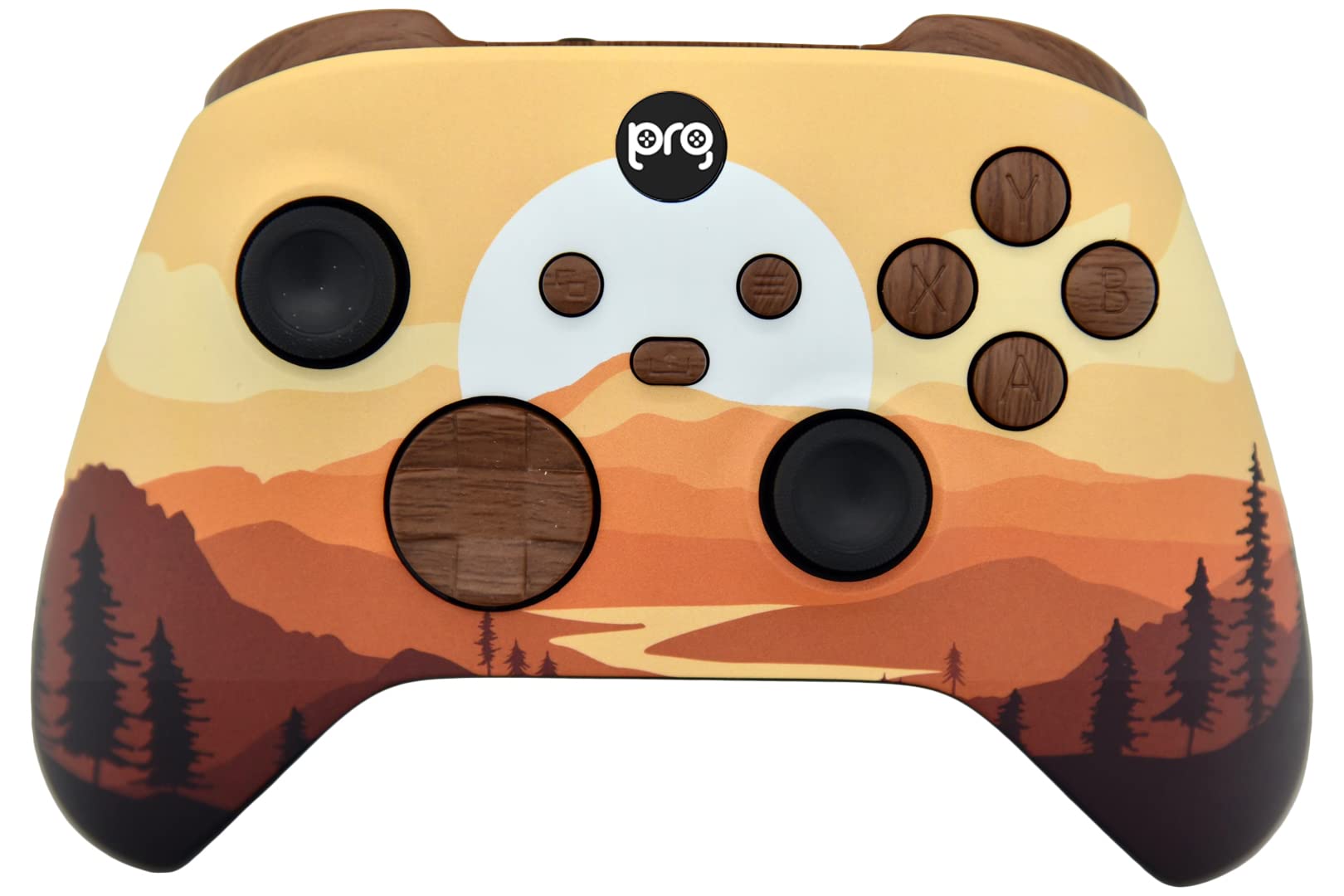Hand Airbrushed Fade Custom Controller (Mountain Sunset w/ Wood Inserts)
