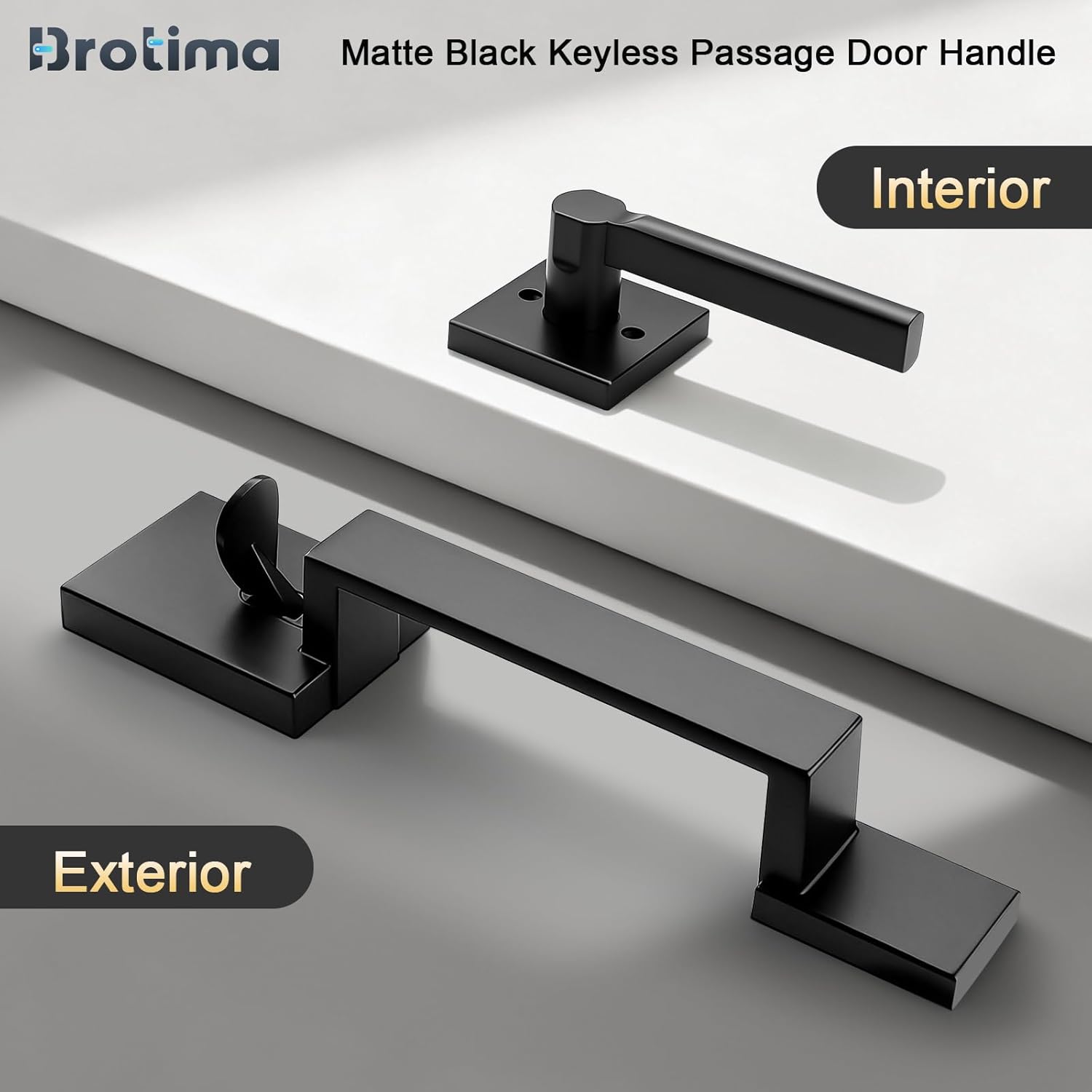 Black Front Door Handle, Matte Black Entry Handle, Single Cylinder Front Door Handle Only, Door Handle Exterior, Reversible for Right and Left Door