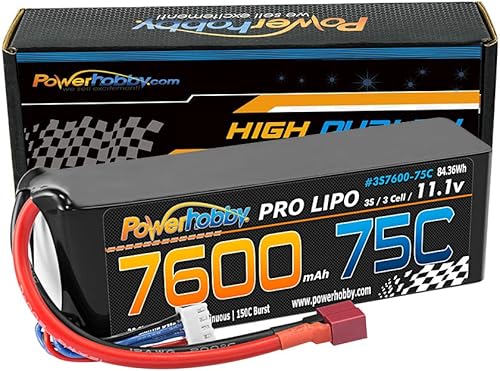 Power Hobbies 3S760075Cdns 7600mAh 11.1V 3S 75C Batería Lipo con conector T-Plug cableado