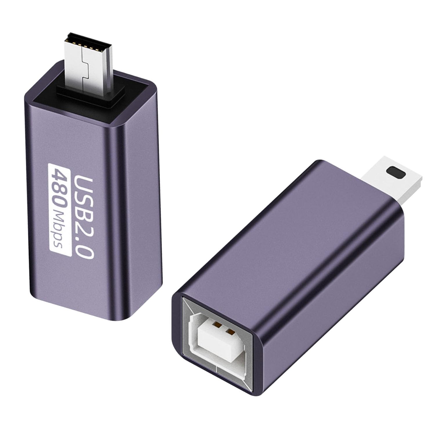 QIANRENON Mini USB to MIDI Electronic Musical Adapter 480Mbps Mini USB Male to USB B Female Data Print Connector 7W Charging, Al Case for Printer Scanner Electronic Pianos/Drum, 2Pcs