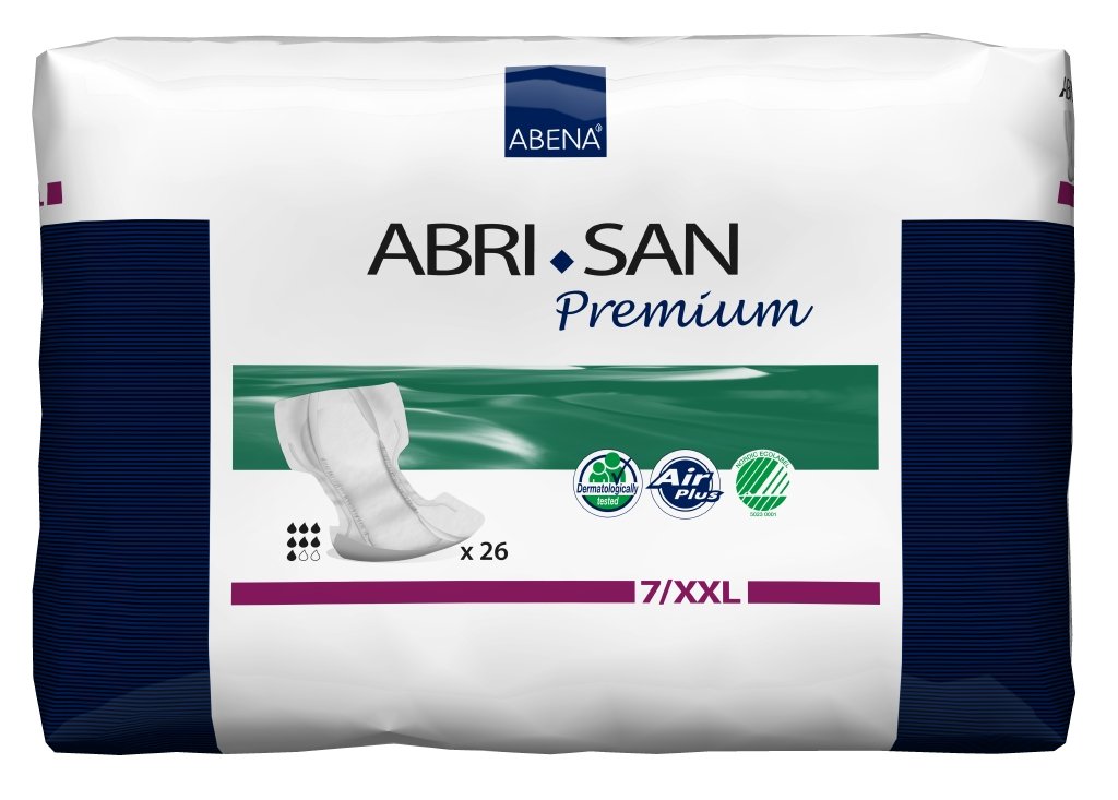 Abri-San Premium XXL 7, Shaped Incontinence Pads, 2000 ml Absorbency, Pack of 26