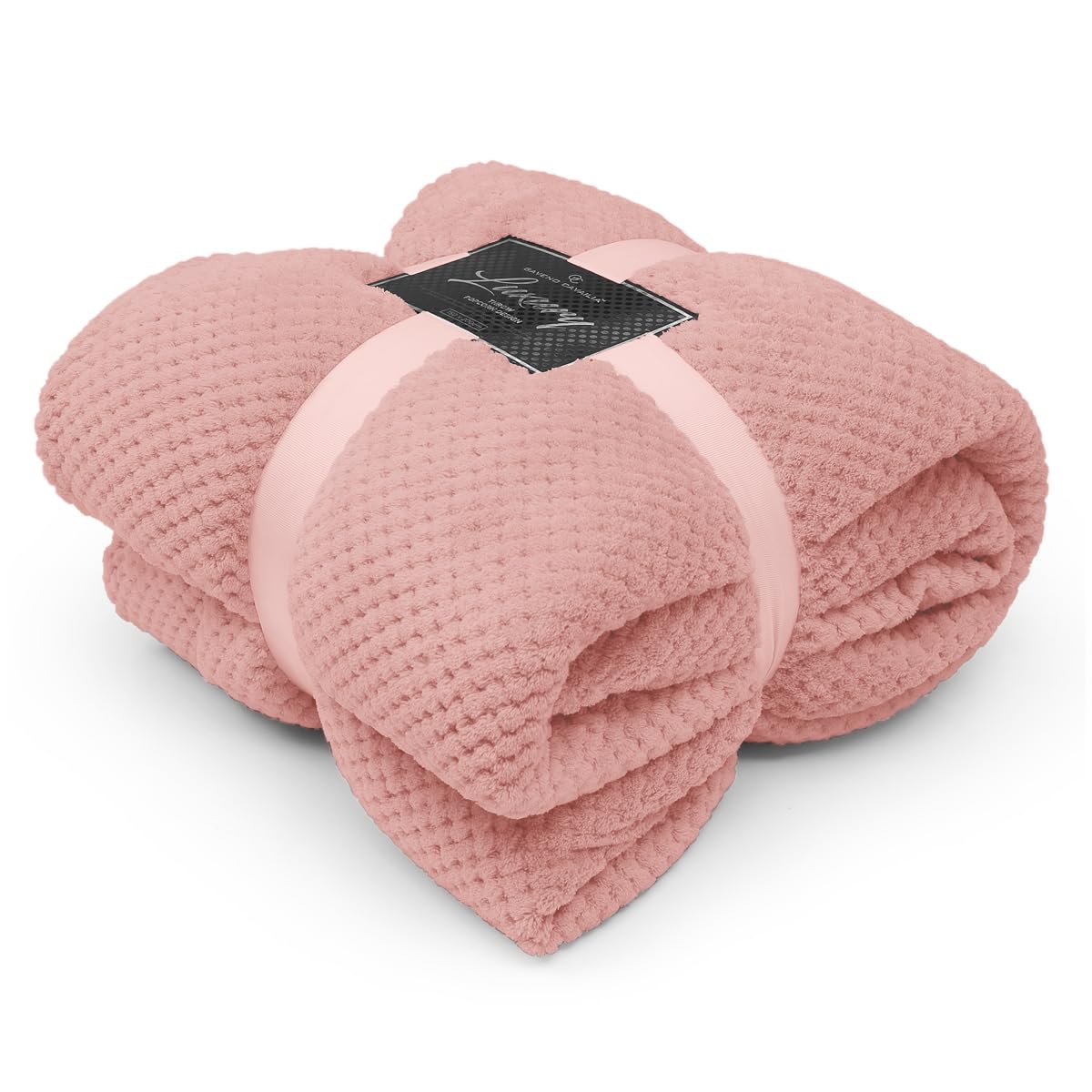 GC GAVENO CAVAILIA Teddy Popcorn Throw Fleece Travel Blanket, Lightweight Honeycomb Blanket For Bed Settee Throws For Sofas Couch Chair, Double Size 150x200 cm, Blush Pink — image 1