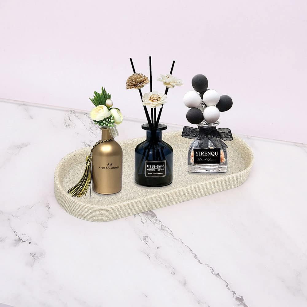Beige Resin Bathroom Accessory Set, 5 Pcs Bathroom Accessories Set with Lotion Dispenser,Soap Dish,Toothbrush Holder,Vanity Tray,Qtip Holder Dispenser, Modern Bathroom Decor and Housewarming Gift Set