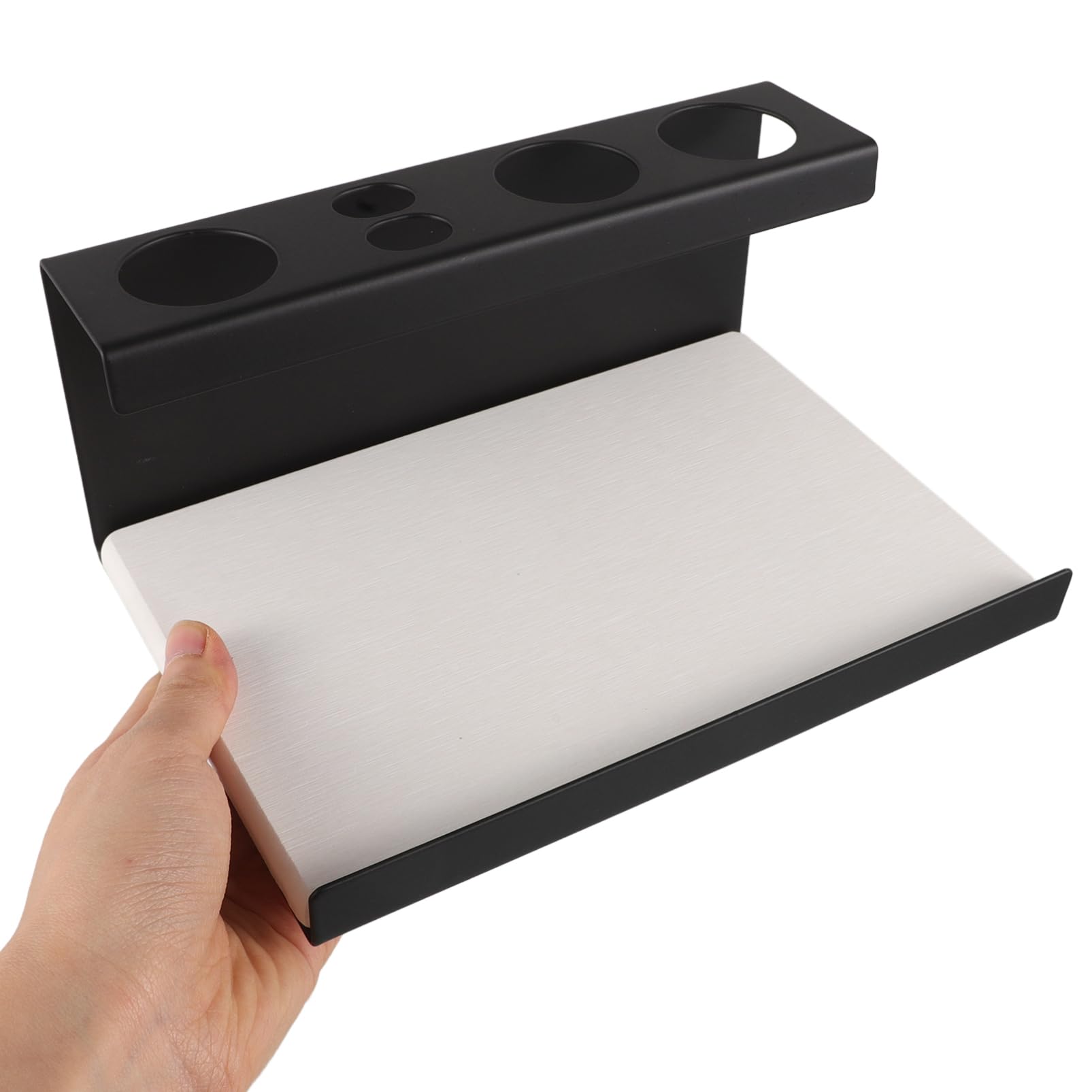Ciieeo Portaspazzolino Nero Elegante Con Scomparti Per Spazzolini Elettrici e Dentifricio Organizer Da Bagno Multifunzionale Con Vassoio Per Tazze e Accessori Facile Da Installare e